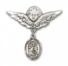 Pin Badge with St. John the Apostle Charm and Angel with Larger Wings Badge Pin