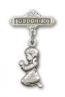 Baby Pin with Praying Girl Charm and Godchild Badge Pin