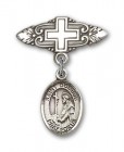Pin Badge with St. Dominic de Guzman Charm and Badge Pin with Cross