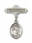 Pin Badge with St. Peter the Apostle Charm and Godchild Badge Pin