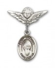 Pin Badge with St. Sharbel Charm and Angel with Smaller Wings Badge Pin