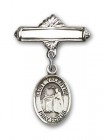 Pin Badge with St. Valentine of Rome Charm and Polished Engravable Badge Pin
