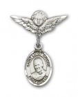 Pin Badge with St. Luigi Orione Charm and Angel with Smaller Wings Badge Pin