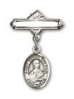 Pin Badge with St. Gemma Galgani Charm and Polished Engravable Badge Pin