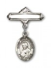 Pin Badge with St. John Neumann Charm and Polished Engravable Badge Pin