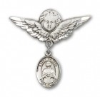 Pin Badge with St. Kateri Charm and Angel with Larger Wings Badge Pin