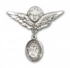 Pin Badge with St. Bernard of Clairvaux Charm and Angel with Larger Wings Badge Pin