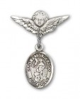 Pin Badge with St. Peter Nolasco Charm and Angel with Smaller Wings Badge Pin