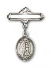 Pin Badge with St. Zoe of Rome Charm and Polished Engravable Badge Pin