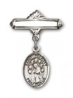 Pin Badge with St. Felicity Charm and Polished Engravable Badge Pin