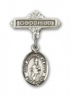 Pin Badge with St. Augustine of Hippo Charm and Godchild Badge Pin