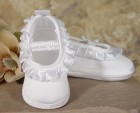 Girls Satin Shoe with Pleated Ribbon