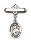 Pin Badge with St. Pius X Charm and Polished Engravable Badge Pin