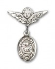 Pin Badge with St. Catherine Laboure Charm and Angel with Smaller Wings Badge Pin