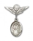 Pin Badge with St. David of Wales Charm and Angel with Smaller Wings Badge Pin