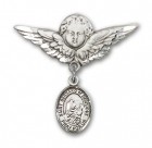 Pin Badge with St. Bernard of Montjoux Charm and Angel with Larger Wings Badge Pin