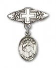 Pin Badge with St. Ursula Charm and Badge Pin with Cross