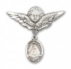 Pin Badge with St. Rose Philippine Charm and Angel with Larger Wings Badge Pin