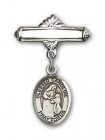 Pin Badge with Blessed Caroline Gerhardinger Charm and Polished Engravable Badge Pin