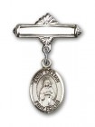 Pin Badge with St. Lillian Charm and Polished Engravable Badge Pin