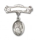 Pin Badge with St. Wenceslaus Charm and Arched Polished Engravable Badge Pin