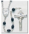8mm Black Cocoa Bead Rosary in Sterling Silver