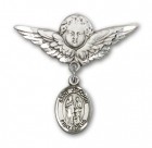 Pin Badge with St. Joachim Charm and Angel with Larger Wings Badge Pin