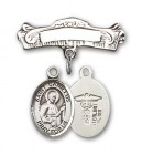 Pin Badge with St. Camillus of Lellis Charm and Arched Polished Engravable Badge Pin