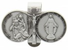 St. Christopher and Blessed Mary Visor Clip, Pewter - 2 5/8“W