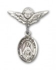 Pin Badge with Our Lady of Olives Charm and Angel with Smaller Wings Badge Pin
