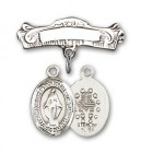 Pin Badge with Miraculous Charm and Arched Polished Engravable Badge Pin