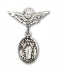 Pin Badge with Our Lady of Africa Charm and Angel with Smaller Wings Badge Pin