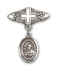 Pin Badge with St. Francis Xavier Charm and Badge Pin with Cross