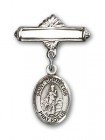 Pin Badge with St. Cornelius Charm and Polished Engravable Badge Pin