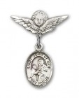 Pin Badge with St. John of God Charm and Angel with Smaller Wings Badge Pin
