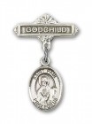 Pin Badge with St. Paul the Apostle Charm and Godchild Badge Pin