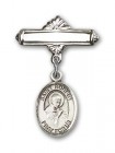 Pin Badge with St. Robert Bellarmine Charm and Polished Engravable Badge Pin