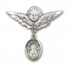 Pin Badge with Our Lady of Perpetual Help Charm and Angel with Larger Wings Badge Pin