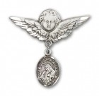 Pin Badge with St. Margaret of Cortona Charm and Angel with Larger Wings Badge Pin