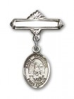 Pin Badge with St. Germaine Cousin Charm and Polished Engravable Badge Pin