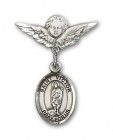 Pin Badge with St. Victor of Marseilles Charm and Angel with Smaller Wings Badge Pin