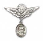 Pin Badge with St. Vincent de Paul Charm and Angel with Larger Wings Badge Pin