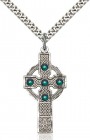 Tall Celtic Cross Pendant with Birthstone Options