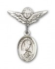 Pin Badge with St. Sarah Charm and Angel with Smaller Wings Badge Pin