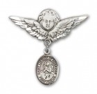 Pin Badge with St. Lidwina of Schiedam Charm and Angel with Larger Wings Badge Pin