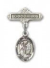 Pin Badge with St. Fiacre Charm and Godchild Badge Pin