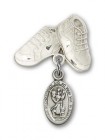 Pin Badge with St. Christopher Charm and Baby Boots Pin