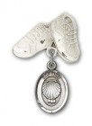 Baby Pin with Baptism Charm and Baby Boots Pin