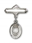Baby Pin with Baptism Charm and Polished Engravable Badge Pin