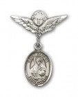 Pin Badge with St. Albert the Great Charm and Angel with Smaller Wings Badge Pin